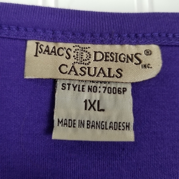 Isaac's Designs Casuals 3/4 Cut Out Sleeve Top Stretchy Rhinestone Purple Sz 1XL - Picture 8 of 11